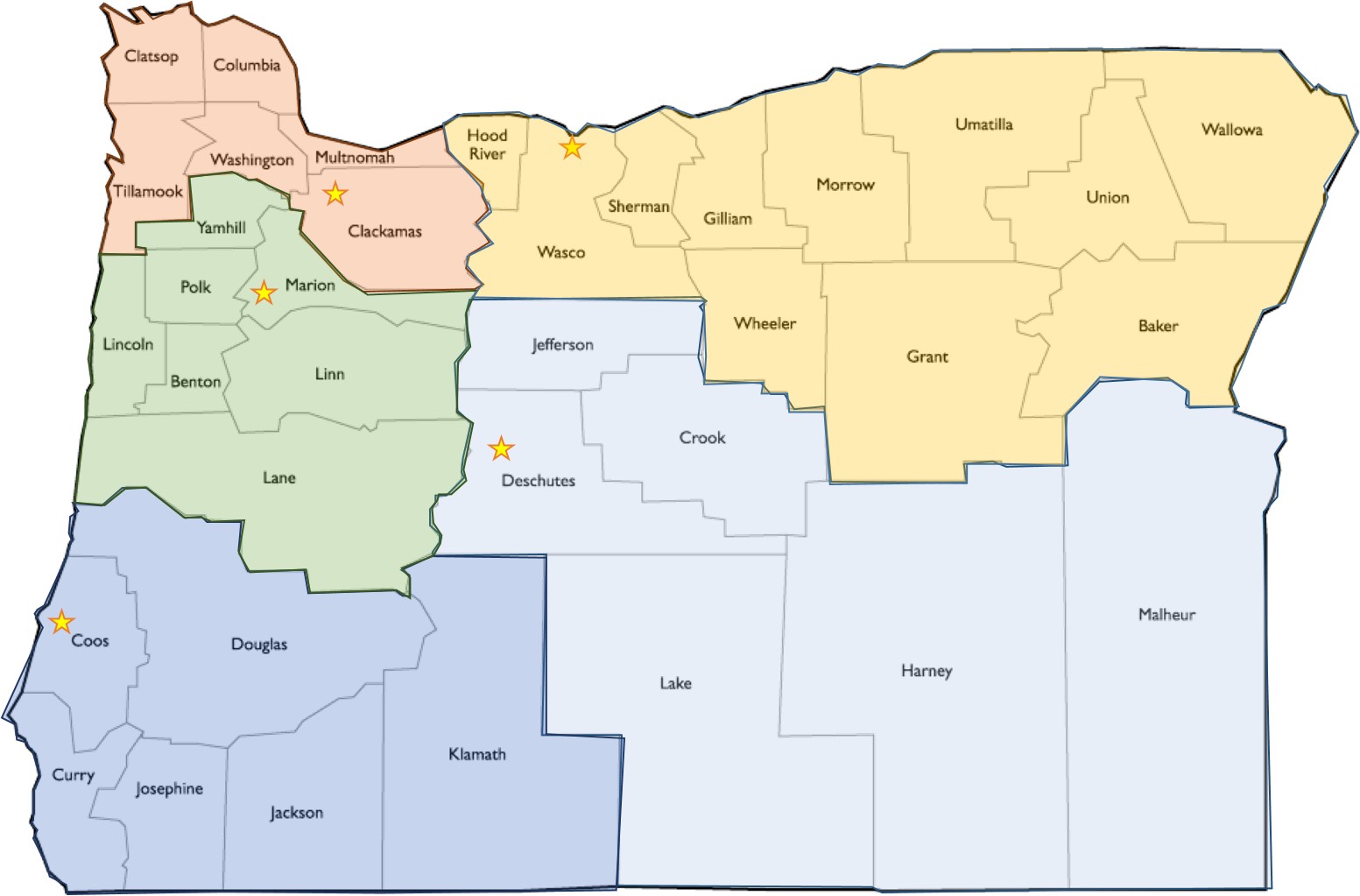 Oregon Department Of Education School Safety And Emergency Management   Super ESD Map 2020 